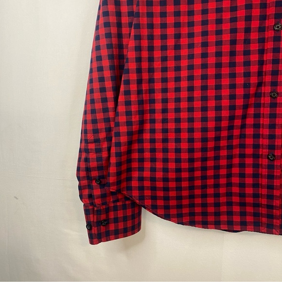 CHAPS Plaid Collared Button Down Flannel Red Navy Blue Buffalo Check Size Large - Picture 4 of 12